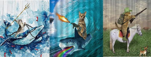 Cats Riding Animals Shower Curtain Examples