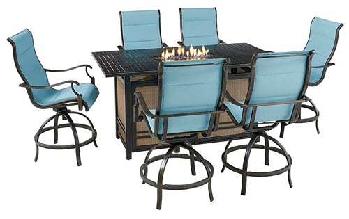 7 Piece Outdoor Table Fire Pit Set