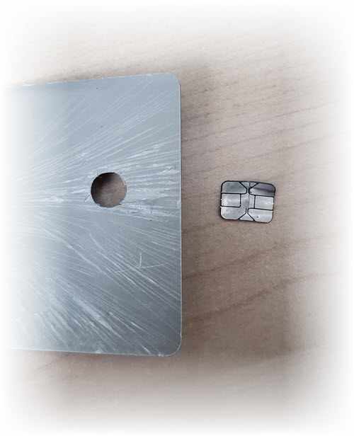 EMV chip removed from metal card